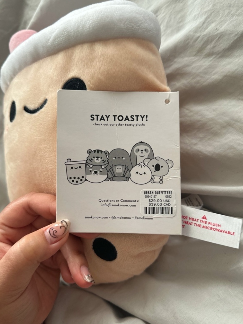 SMOKO Boba Plush w/ Heatable Pouch NWT - Picture 3 of 5